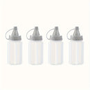 Juego de 4 Botellas Mini para Condimentos con Tapas - Tarros de Especias Portátiles para Cocina, Camping, Picnics, Escuela y Oficina - Plástico Libre de PVC, Forma Ovalada, Almacenamiento de Condimentos
