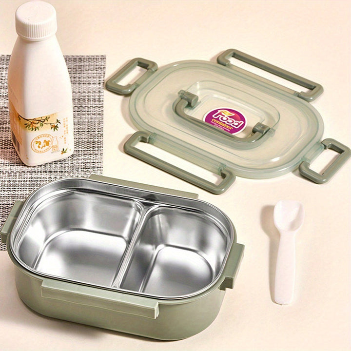 1 pza. lonchera de acero inoxidable aislante, apta para microondas y lavavajillas, con compartimentos, ideal para oficina y estudiantes, perfecta para escuela, comedor y cocina, forma rectangular, regreso a clases