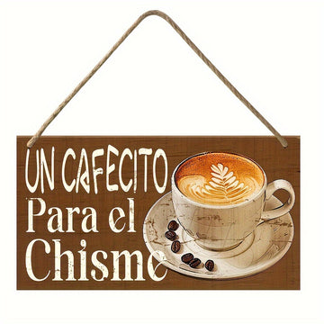 [Portátil Madera Decoración de Café] Cartel Colgante Portátil de Madera - Decoración de Café y Salón de Té Estilo Europeo Chic - No Necesita Energía, Sin Plumas, Decoración Moderna para el Hogar