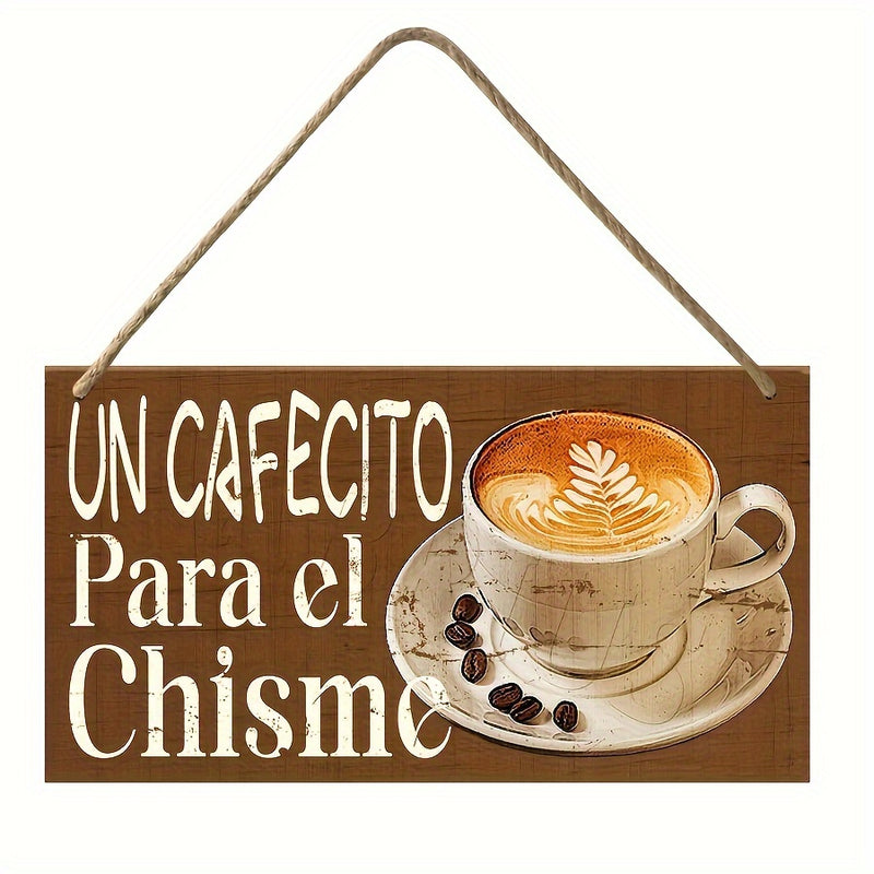 [Portátil Madera Decoración de Café] Cartel Colgante Portátil de Madera - Decoración de Café y Salón de Té Estilo Europeo Chic - No Necesita Energía, Sin Plumas, Decoración Moderna para el Hogar