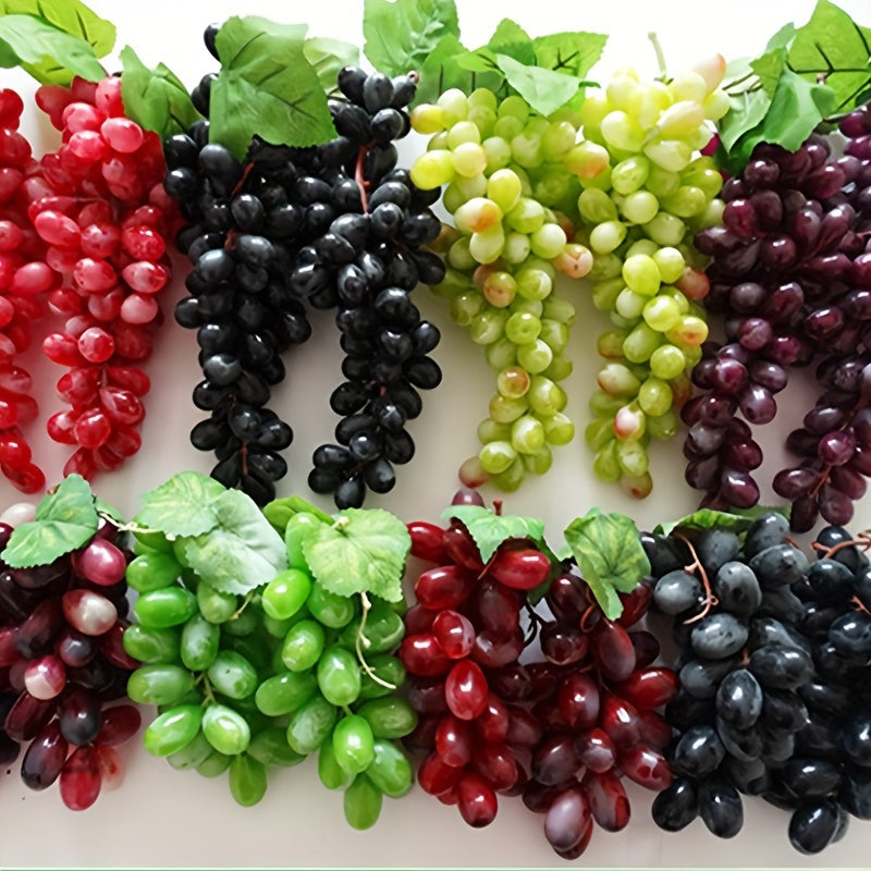 Paquete de Uvas Simuladas, 4 Manojos de Adornos Artificiales para Fotografía Frutas Falsas Realistas Adecuados para Hogar y Centro Comercial Multicolor