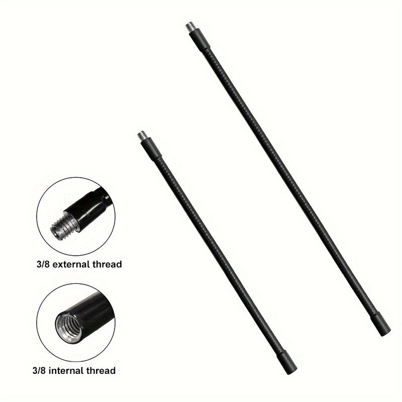 Tubo de extensión de micrófono de gooseneck de metal flexible: 2 tamaños disponibles, 30 cm/11,81 pulgadas y 50 cm/19,68 pulgadas, rosca externa e interna de 3/8, adecuado para soportes de choque y soportes de micrófono