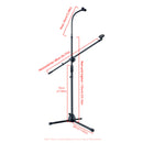 Soporte de Micrófono Metálico Ajustable de Alta Resistencia con Clip para Teléfono - Brazo Boom Plegable de 139.7cm, Base Estable y Diseño Ancho de Bajo Perfil para Karaoke, Actuaciones en Escenario, Podcasts, Estudio en Casa (), Accesorios para Micrófon