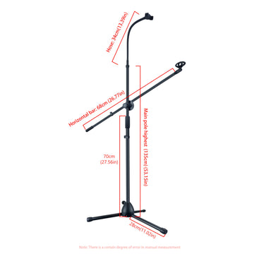 Soporte de Micrófono Metálico Ajustable de Alta Resistencia con Clip para Teléfono - Brazo Boom Plegable de 139.7cm, Base Estable y Diseño Ancho de Bajo Perfil para Karaoke, Actuaciones en Escenario, Podcasts, Estudio en Casa (), Accesorios para Micrófon