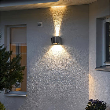1pc Luces Solares LED de Pared, Rango de Iluminación Ajustable, Lámpara de Pared de Lavado Arriba y Abajo para Jardín al Aire Libre, Patio, Luz Ambiental, Paisaje de Villa Moderna, Camino, Pasillo