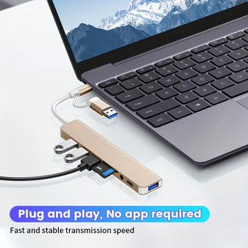 Puente USB 8 en 1 con enchufe de audio, adecuado para tabletas adaptador multi puerto, alimentado por USB, tensión de funcionamiento de 5V, compatible con tabletas