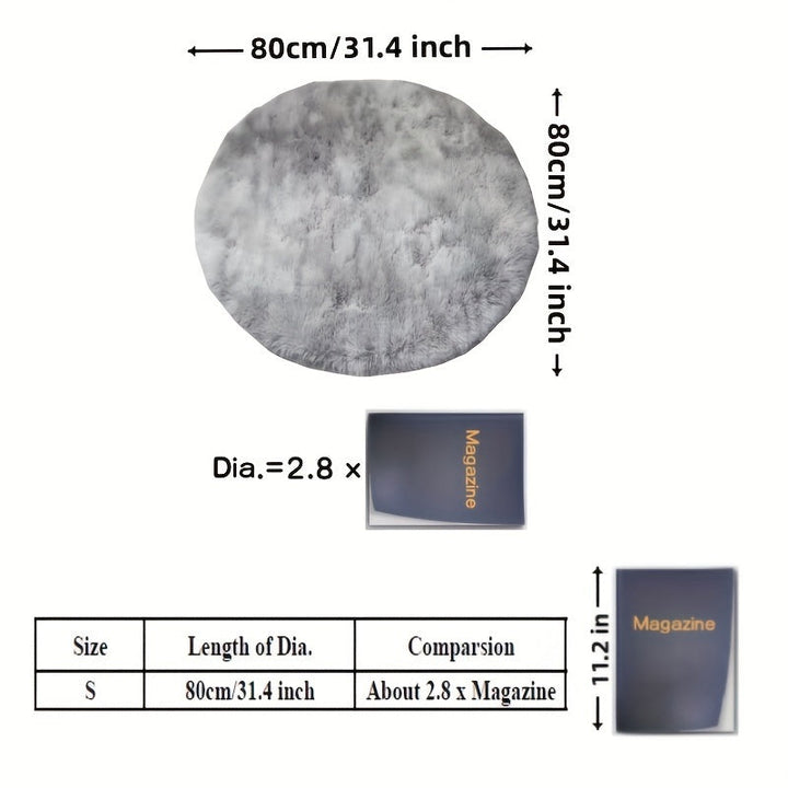 1pc Alfombra Redonda de Peluche para Suelo - Antideslizante y Lavable en Máquina, 100% Poliéster, Gris Claro y Grisáceo, Tamaños 79.76/119.89/159.77 cm para Dormitorio y Sala de Estar, Decoración del Hogar