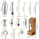 1 Juego De 21 Piezas, Coctelera Con Soporte De Bambú Y Bolsa De Terciopelo, Ideal Para El Hogar, Bar, Mezcla De Bebidas, Kit De Herramientas Profesionales Para Bares En Fiestas