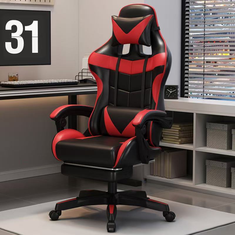 Producto Más Vendido, Silla de Juego Ergonómica con Reposapiés, Silla Giratoria Ajustable para Oficina Artificial, Silla Reclinable de Respaldo Alto con Soporte Lumbar y Apoyacabezas, Estilo Carrera para Videojuegos
