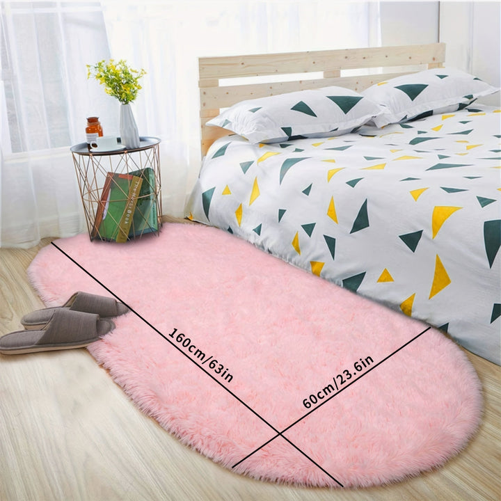 1pc Alfombra Larga de Peluche para Dormitorio, Suave y Agradable a la Piel, Fácil de Cuidar, Buen Antideslizante, Para Usar al Lado de la Cama