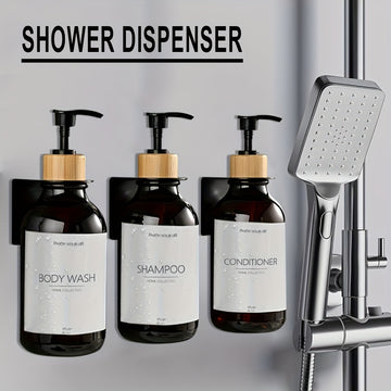 Juego de 3 dispensadores para baño, para champú y gel de ducha, con etiquetas impermeables y soporte, dispensador de jabón recargable, decoración para el hogar