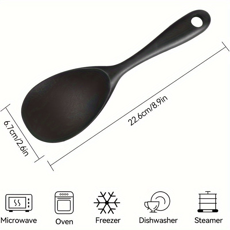 1/2/4X Cuchara de Arroz de Silicona, Antiadherente y Resistente al Calor, Cuchara de Servir Arroz para Cocedor de Arroz (Negro), Reayou