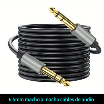 Cable AUX I-ZCLIVE de Alta Fidelidad de 6.35mm Macho a Macho, Carcasa de Aleación de Aluminio Duradera - Diseño Plano para Enrutamiento Fácil, Ideal para Computadoras, Portátiles, DVDs, Amplificadores, Guitarras Eléctricas, Altavoces, Mezcladores, Teclad