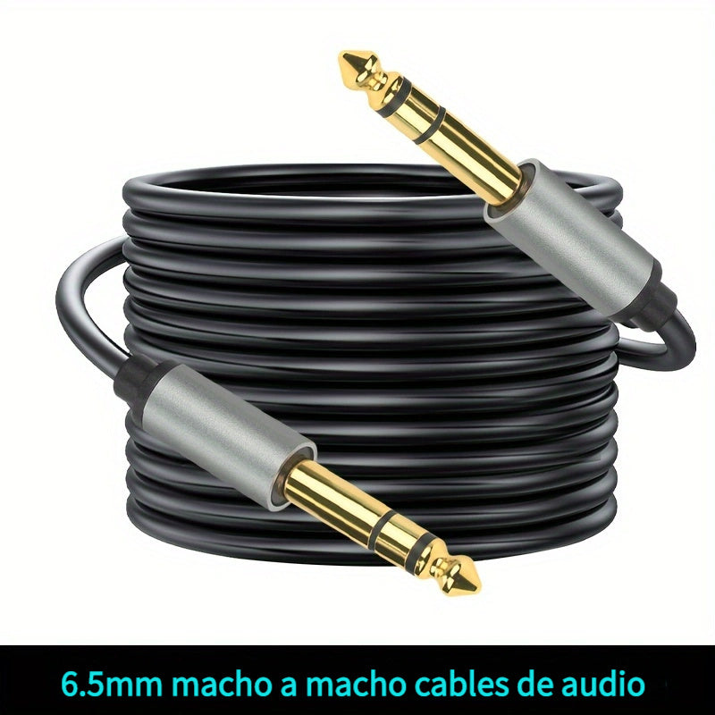 Cable AUX I-ZCLIVE de Alta Fidelidad de 6.35mm Macho a Macho, Carcasa de Aleación de Aluminio Duradera - Diseño Plano para Enrutamiento Fácil, Ideal para Computadoras, Portátiles, DVDs, Amplificadores, Guitarras Eléctricas, Altavoces, Mezcladores, Teclad