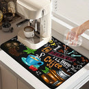 Estera de secado de platos de barro Diatom premium con cubierta de poliéster, accesorio de barra de café de secado rápido, protector de encimera absorbente antideslizante para cafetera y olla, almohadilla súper absorbente para una fácil limpieza