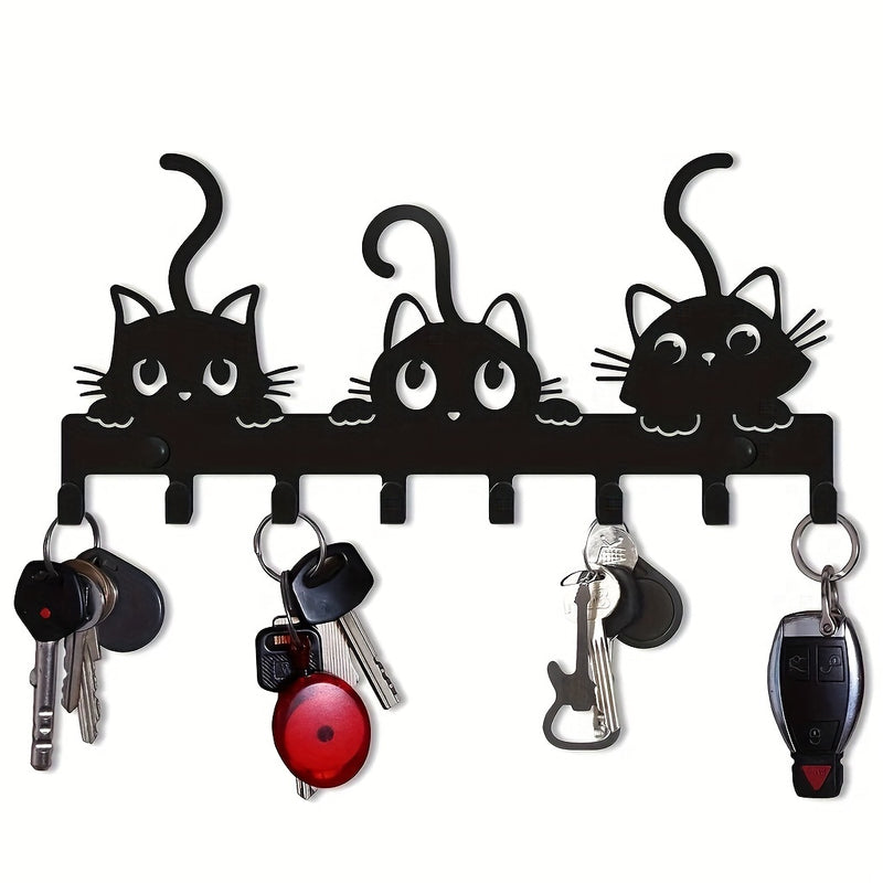 Gancho Para Llaves De Gato De Hierro, Soporte Para Llaves De Pared De Metal De Moda, Organizador De Almacenamiento De Fácil Instalación Para El Hogar, La Sala De Estar Y El Dormitorio, Regalo Ideal Para El Estreno De Una Casa