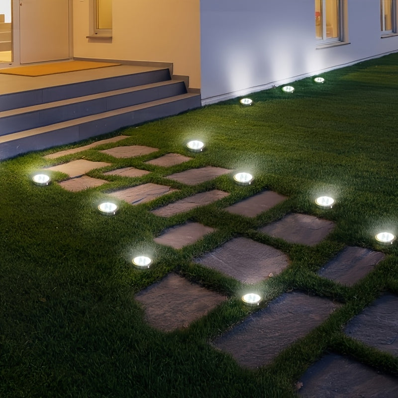 FACHOI 12/8/4 piezas luces solares para exterior, luces LED cálidas para jardín, terraza o camino, base de acero inoxidable, resistentes y duraderas
