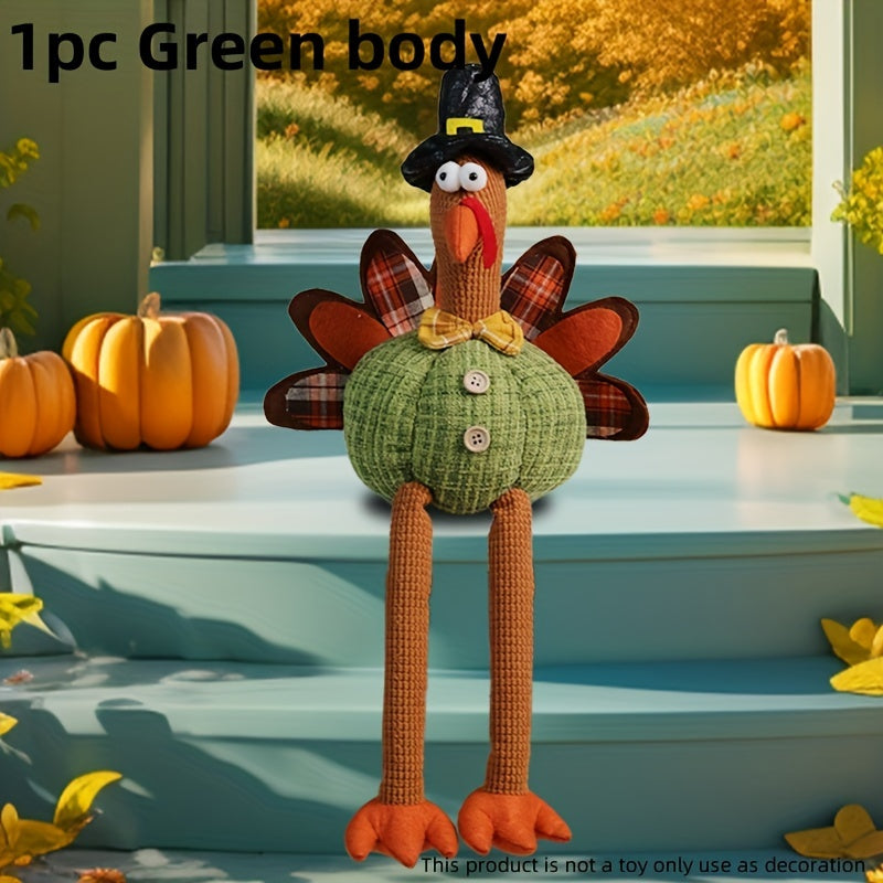 1pc/2pcs, Fiesta de la Cosecha Sombrero de Acción de Gracias Muñeco de Calabaza, Pareja de Pavo con Piernas Largas para Colgar, Decoración de Ambiente de Temporada de Cosecha, Hogar, Ventana, Decoración de Fiesta Temática Creativa