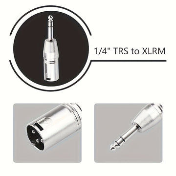 Adaptador TRS Estéreo a XLR de 1/4 Pulgada, Conector Masculino XLR a Cuarto de Pulgada (6.35 mm) para Audio Balanceado Compatible con Micrófonos y Mezcladores