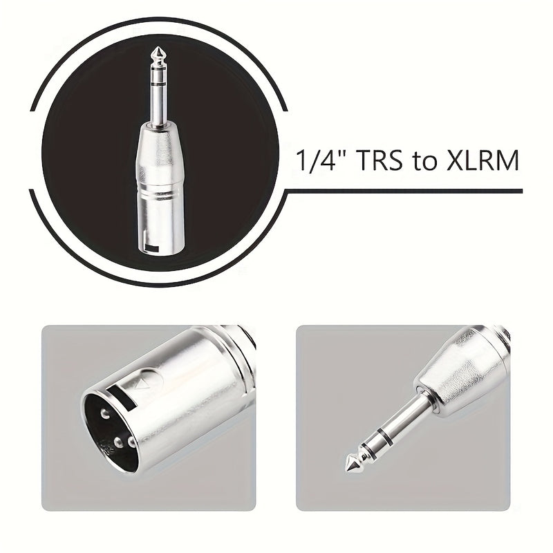 Adaptador TRS Estéreo a XLR de 1/4 Pulgada, Conector Masculino XLR a Cuarto de Pulgada (6.35 mm) para Audio Balanceado Compatible con Micrófonos y Mezcladores