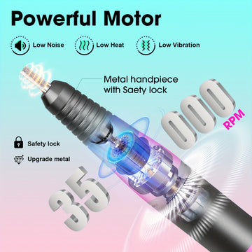 Kit profesional de taladro para uñas 2025, con mango de metal, 38 bandas de lijado, 11 puntas, base soporte y manual, ideal para manicura, pedicura y remoción de esmalte en gel, en casa o salón