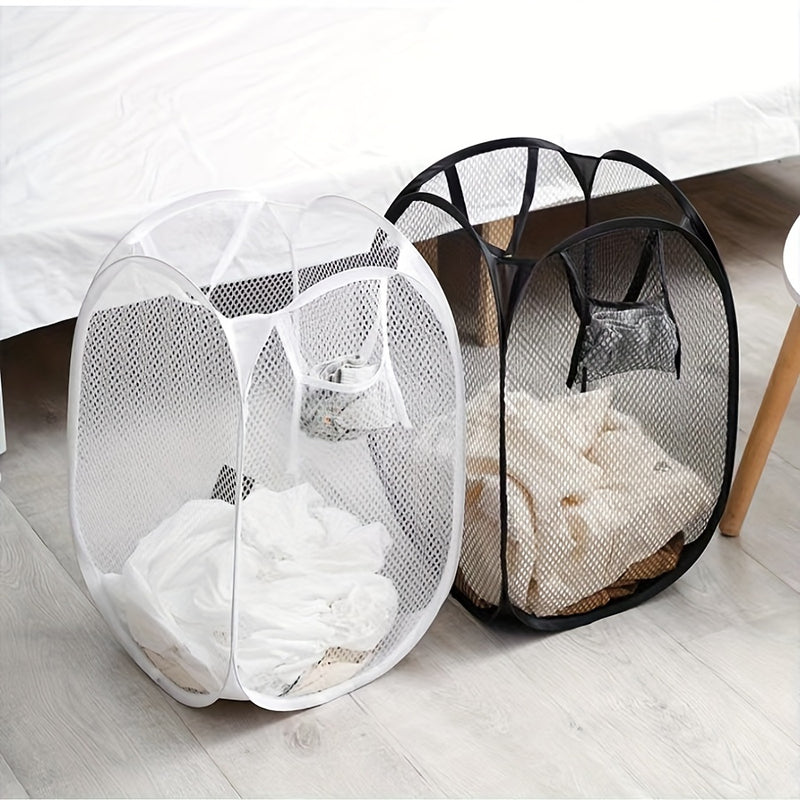 Organizador de Cesto Plegable para Ropa con Paneles de Malla y Asas - Colgador de Ropa Plegable para Baño, Lavandería, Bolsa de Almacenamiento Ahorradora de Espacio, Cestos de Lavado
