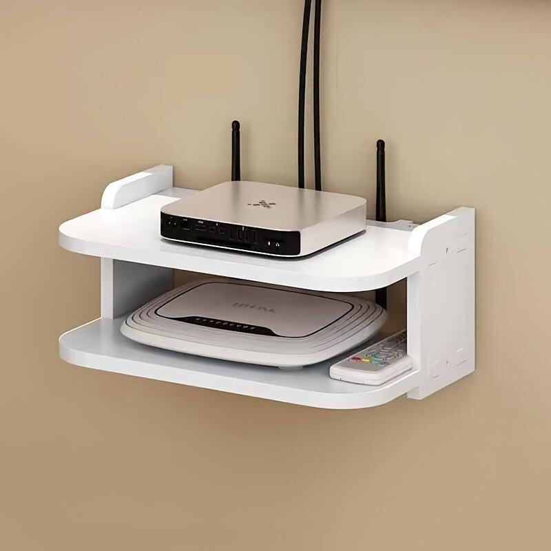 Estantería de Montaje en Pared para Ahorrar Espacio, 1 pieza, Material PP, Organizador sin Taladro para Enrutador y Decodificador de TV, Solución de Almacenamiento Utilitario Sin Carga