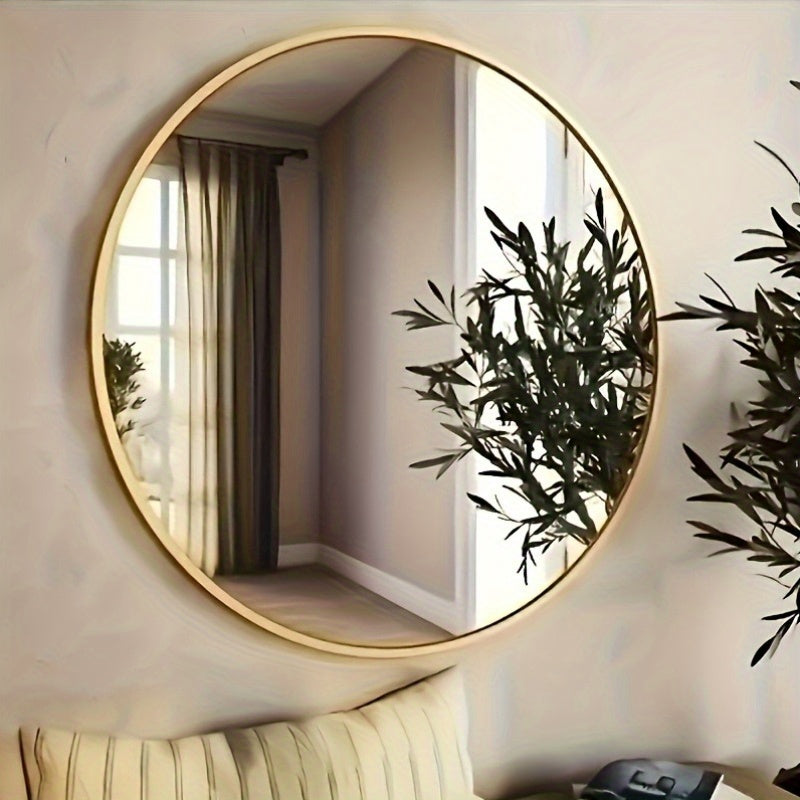 Espejo de Pared Redondo de 15.7 Pulgadas | Alta Definición, Marco Delgado | Versátil en Negro o Dorado | Estilo Minimalista Moderno para Baño y Sala de Estar | Fácil Instalación