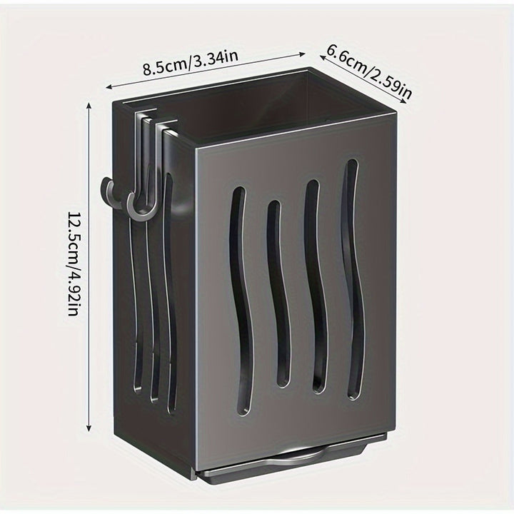 Soporte para utensilios de cocina, organizador de utensilios de cocina montado en la pared, bandeja de drenaje y gancho, tenedor, cuchara, cuchillo, palillos para palillos