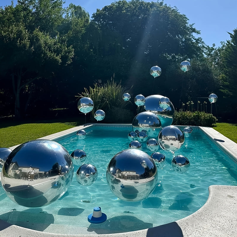 36 piezas de globos de aluminio 4D - Decoración de banquetes con efecto de flash plateado de cielo estrellado tridimensional, globos flotantes superduraderos reflectantes de 360°, artefacto de decoración de escena de boda y cumpleaños, conjunto de pelícu