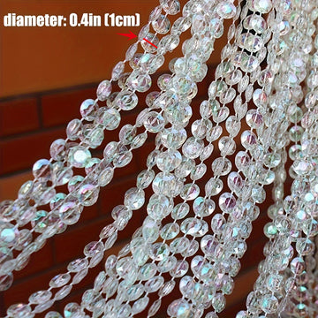 1 guirnalda de cuentas brillantes de 15.0 metros para decoración de bodas, adornos colgantes con temática de gemas acrílicas para el hogar y fiestas, sin necesidad de electricidad ni plumas