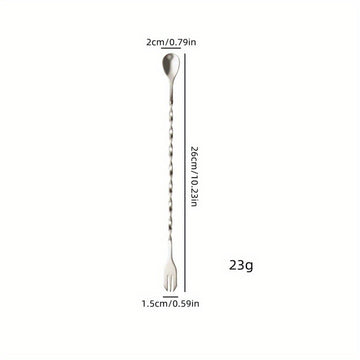 1pc Cuchara de Acero Inoxidable de Doble Cabeza y Mango Largo para Mezclar, Palo para Cócteles