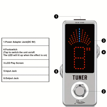 Guitarra eléctrica, bajo eléctrico, pedal de afinación, afinación silenciosa