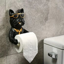 Soporte para papel higiénico de perro adorable, portarrollos creativo para baño, sin necesidad de taladrar, 1 unidad
