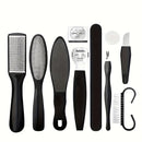 Kit Profesional de Spa para Pies, Cuidado de 10 en 30.48 cm, Juego de Acero Inoxidable para el Cuidado de los Pies, Removedor de Piel Muerta y Pedicura, Conjunto de Lima para Pies con Quitapelotas (Negro)