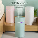 Humidificador de Doble Puerto con Capacidad de 600 ml - Diseño Moderno y Elegante, Gran Salida de Niebla, Apagado Automático, Tapa Extraíble para Fácil Limpieza, Ideal para Hogar, Oficina y Coche, Humidificador Compacto de Escritorio | Banda Brillante De
