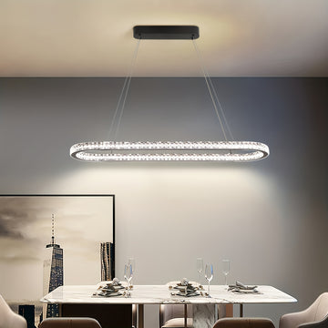 Linterna Colgante para Comedor, Luz de Mesa con LED, Lámpara Suspendida para Sala de Estar y Cocina, Diseño Ovalado Moderno, Araña para Oficina o Café