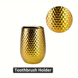 Juego de 4 piezas de accesorios de baño, incluyendo dispensador de agua para maquillaje, recipiente para jabón, vaso y soporte para cepillo de dientes, adecuado para decoración de baño