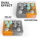 Pedal de efectos para guitarra AHAJII AH-68, con distorsión y delay, modo clásico, múltiples unidades de delay