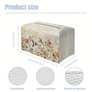 1pc Cubierta de Caja de Pañuelos de Cuero Pu con Cinturón Antideslizante, Estampado Vintage de Flores y Colibrí, Organizador Portátil de Pañuelos, Cubierta Decorativa para Caja de Pañuelos para Sala de Estar, Baño y Oficina