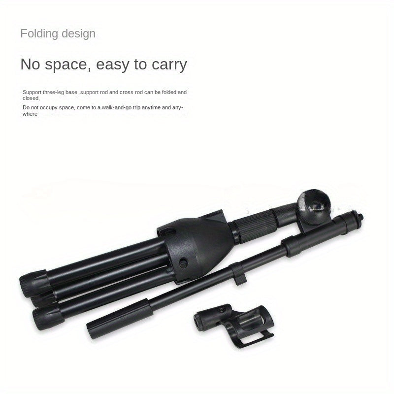 Soporte de micrófono negro ajustable de altura con brazo - Base de trípode de metal resistente para guitarra, Ergu y instrumentos - Perfecto para grabaciones y actuaciones, configuración de equipo de música, acabado metálico elegante, construcción durade