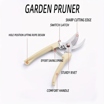Paquete de 1 Tijeras de Poda Profesionales con Cuchillas de Acero Inoxidable y Mangos Ergonómicos - Cortaúñas Manuales para Bonsái, Huerto, Jardinería Exterior (Amarillo), Tijeras de Podar para Jardín, Herramienta para Bonsái, Diseño Clásico de Hoja, Cor