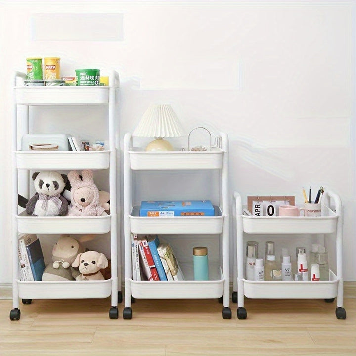 Estantería Móvil Multifuncional de 4 Niveles con Ruedas Giratorias, Disponible en 2 Colores – Ideal para Almacenamiento y Uso Diario, Esencial para Hogares Pequeños (Juego de 6)