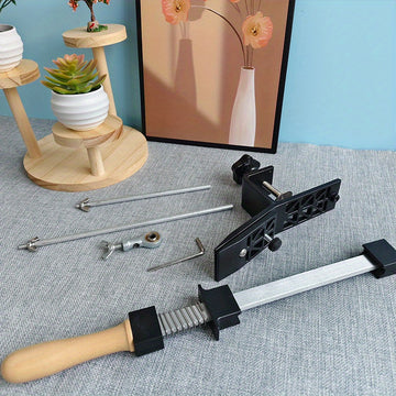 Afilar cuchillos con ángulo fijo profesional - Aleación de aluminio negro, sistema de afilado para cuchillos rectos y dentados, base antideslizante, operación manual, herramienta de cocina para afilar