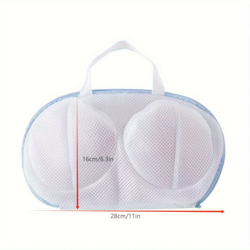 Bolsa de lavandería duradera para sujetadores - Protector de lavado de malla con cierre de cremallera para prendas delicadas, forma redonda, material tejido, paquete de 1