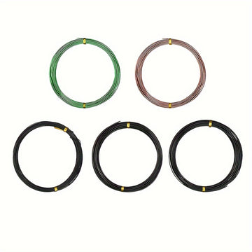 5 rollos de alambre para bonsái y kit de herramientas, incluye 164 pies de alambre para árboles en tamaños de 1mm, 1.5mm y 2mm de aluminio. Ideal para bonsáis de interior
