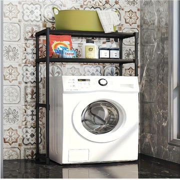 Estantería Impermeable de 2 Niveles para Lavadora y Baño - Estante Duradero de Plástico sin Herramientas, Organizador de Lavandería con Diseño de Pie, Rejilla Abierta, Estantería Superior sobre la Lavadora, Ahorro de Espacio