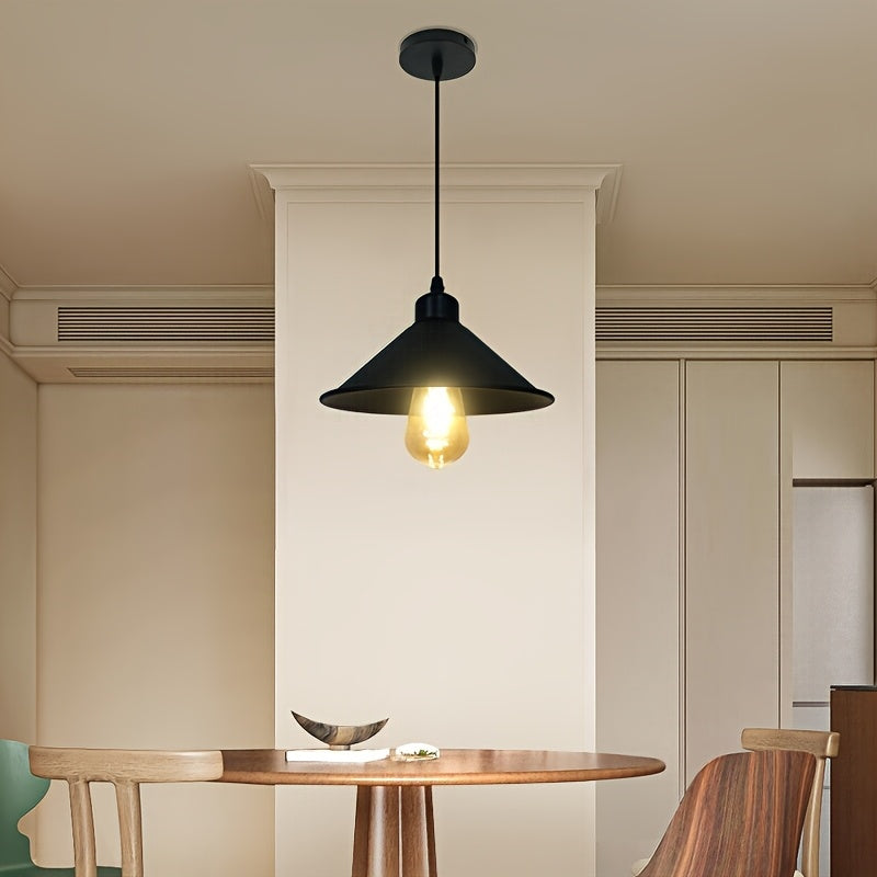 2 piezas de lámparas colgantes industriales retro E27 negras, base de metal esmerilado, diseño moderno para comedor, cocina, pasillo o dormitorio (focos no incluidos), decoración de pared para cocina