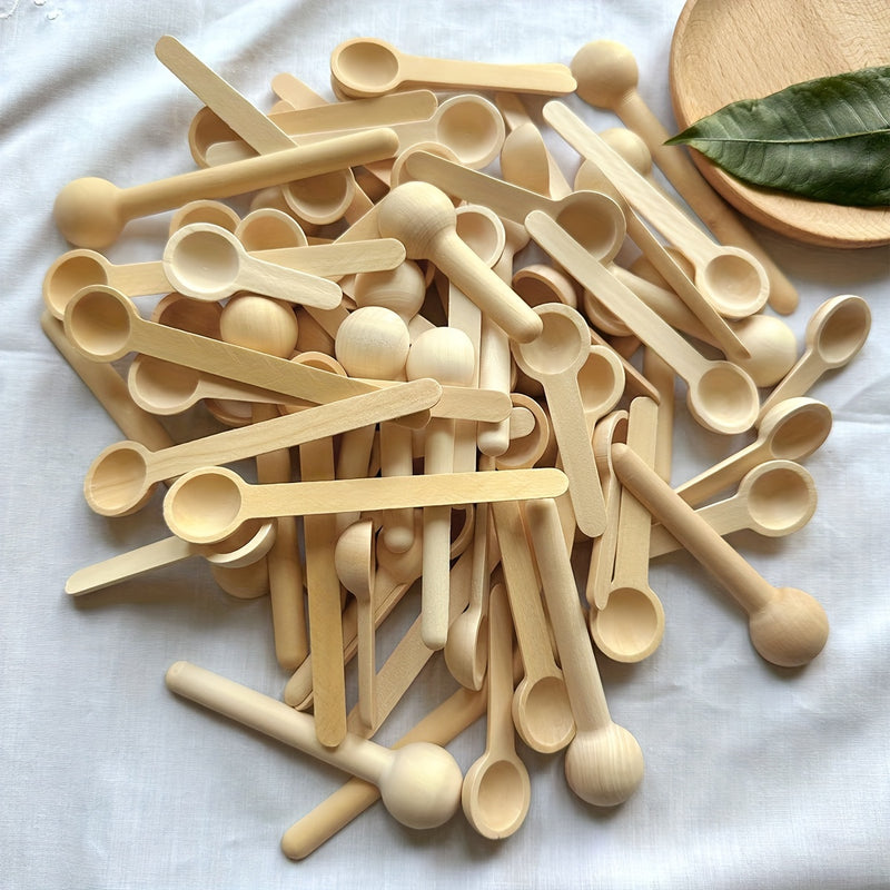 6/12pcs Cuchara de Bambú Pequeña Cuchara de Madera Mango Largo Cuchara de Miel Cuchara de Salsa de Frutas Cuchara de Café Cuchara de Postre Cuchara de Condimento Sal Cuchara de Mezclar