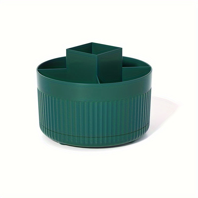 Organizador de maquillaje giratorio, rotación de 360 grados, diseño minimalista, plástico ABS de alto brillo, perfecto para dormitorio, tocador, almacenamiento de baño.